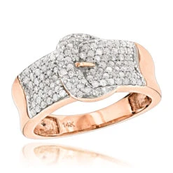 14K Yellow Gold Buckle Ring With Diamonds 0.8ct For Women -Its Hot Jewelry Shop gold buckle ring with diamonds 14k 1ct womens jewelry p 50292 ro