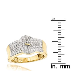 14K Yellow Gold Buckle Ring With Diamonds 0.8ct For Women -Its Hot Jewelry Shop gold buckle ring with diamonds 14k 1ct womens jewelry p 50292 rulerye