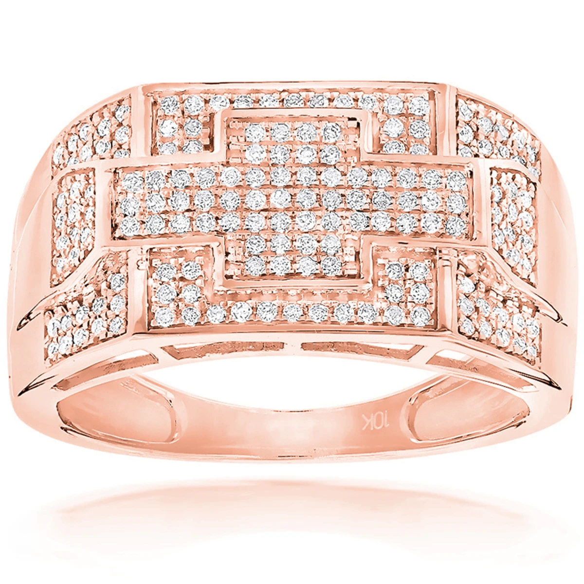 Gold Diamond Men's Ring 0.5ct 10K Yellow Gold Pinky Ring 5 Gold Diamond Men's Ring 0.5ct 10K Yellow Gold Pinky Ring - Image 3