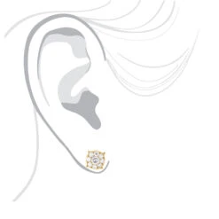 Gold Round Diamond Cluster Earrings 1.3ct 14K White Gold -Its Hot Jewelry Shop gold round diamond cluster earrings 13ctct 14k gold bodye