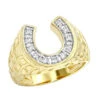 Good Luck Men's 14K Yellow Gold Nugget Horseshoe Diamond Ring 0.5ct By Luxurman 2 Good Luck Men's 14K Yellow Gold Nugget Horseshoe Diamond Ring 0.5ct By Luxurman -Its Hot Jewelry Shop good luck mens 14k gold nugget horseshoe diamond ring 05ct by luxurman mainye