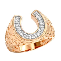 Good Luck Men's 14K Yellow Gold Nugget Horseshoe Diamond Ring 0.5ct By Luxurman 16 Good Luck Men's 14K Yellow Gold Nugget Horseshoe Diamond Ring 0.5ct By Luxurman -Its Hot Jewelry Shop good luck mens 14k gold nugget horseshoe diamond ring 05ct by luxurman ro