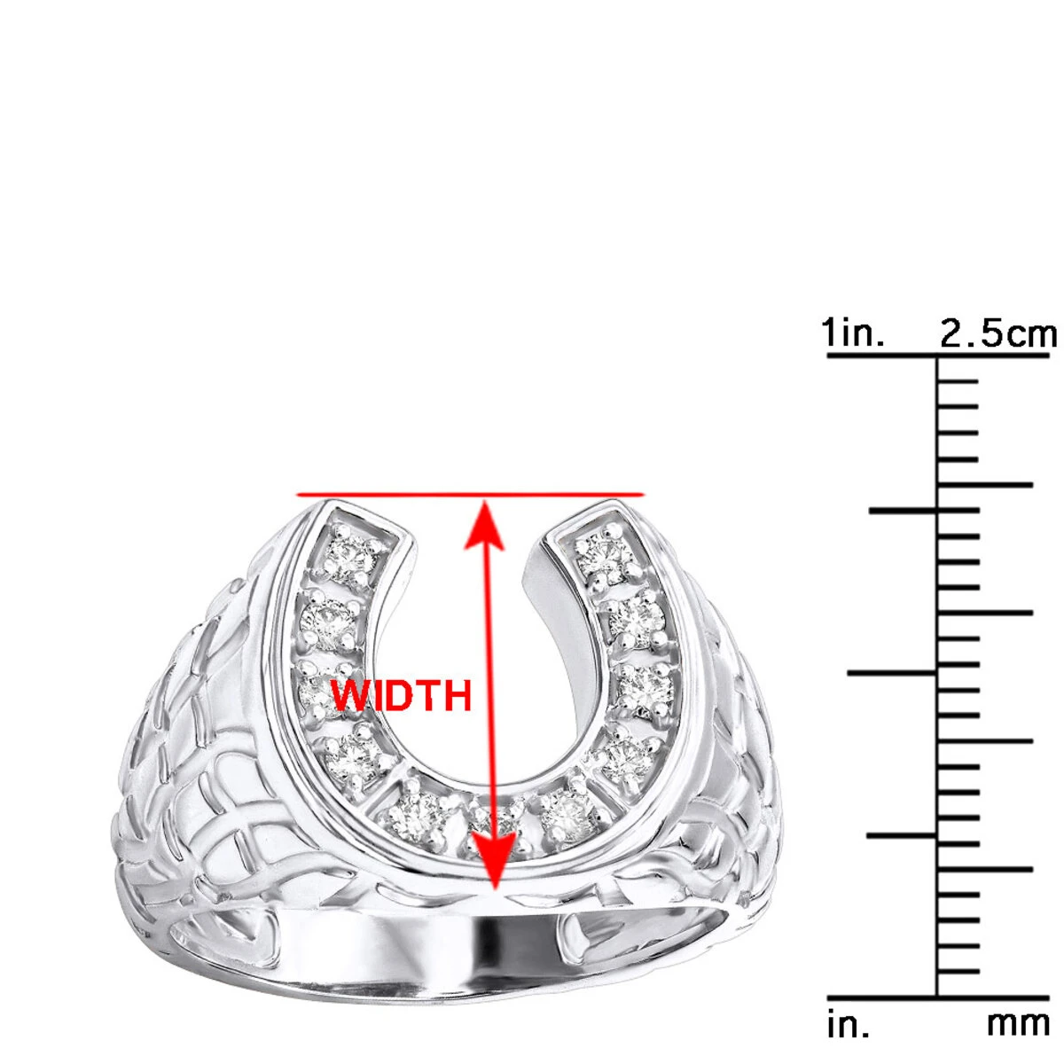 Good Luck Men's 14K Yellow Gold Nugget Horseshoe Diamond Ring 0.5ct By Luxurman 12 Good Luck Men's 14K Yellow Gold Nugget Horseshoe Diamond Ring 0.5ct By Luxurman - Image 10