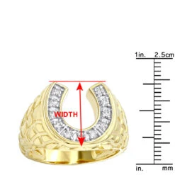 Good Luck Men's 14K Yellow Gold Nugget Horseshoe Diamond Ring 0.5ct By Luxurman 24 Good Luck Men's 14K Yellow Gold Nugget Horseshoe Diamond Ring 0.5ct By Luxurman -Its Hot Jewelry Shop good luck mens 14k gold nugget horseshoe diamond ring 05ct by luxurman rulerye