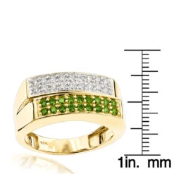 Unique 14K Yellow Gold White Green Diamond Ring For Men 1.1ct -Its Hot Jewelry Shop green diamond rings 14k white green diamond ring 110 p 35861 rulerye