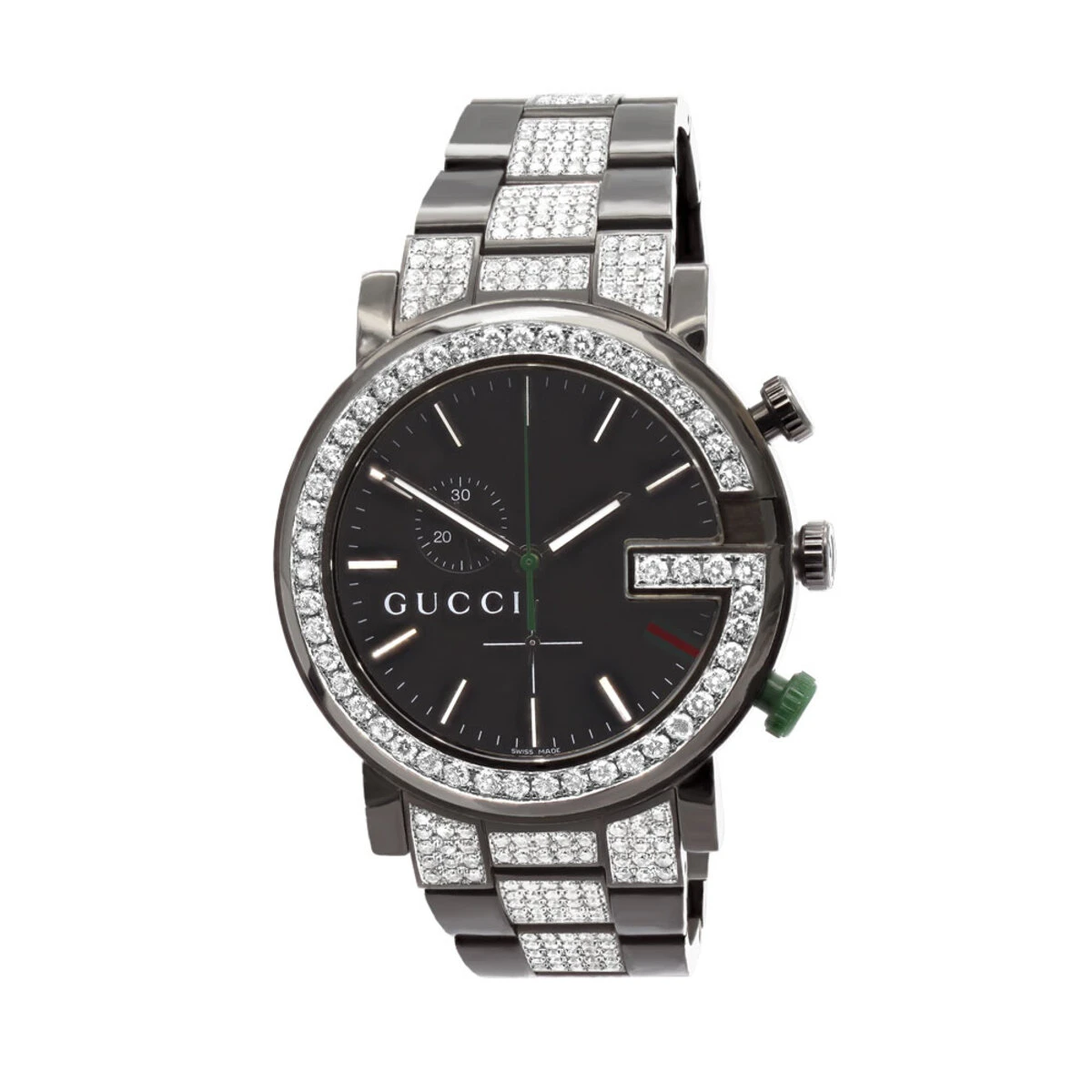 Men's Chrono Gucci Fully Iced Out Watch 7.5ct 101G Black YA101331 3 Men's Chrono Gucci Fully Iced Out Watch 7.5ct 101G Black YA101331