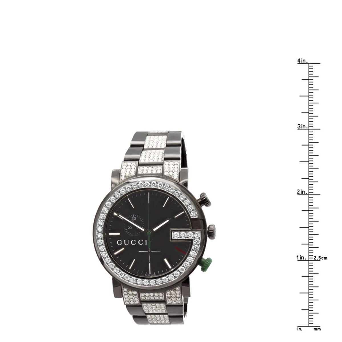 Men's Chrono Gucci Fully Iced Out Watch 7.5ct 101G Black YA101331 6 Men's Chrono Gucci Fully Iced Out Watch 7.5ct 101G Black YA101331 - Image 4