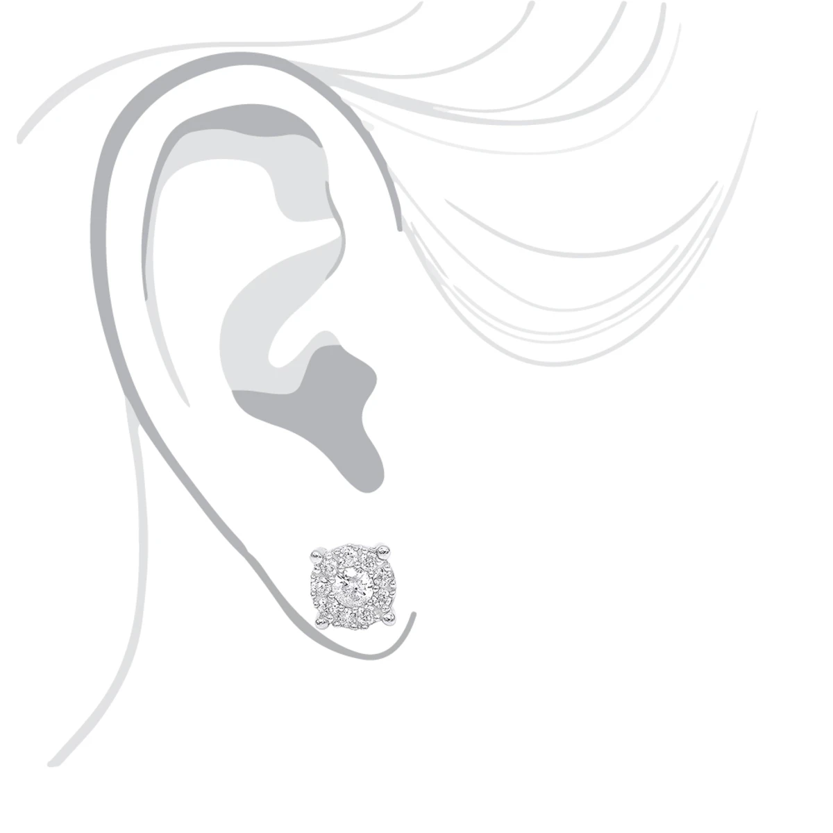 Halo 14K White Gold Cluster Diamond Earrings Studs For Men Or Women 3/4ct 7 Halo 14K White Gold Cluster Diamond Earrings Studs For Men Or Women 3/4ct - Image 5