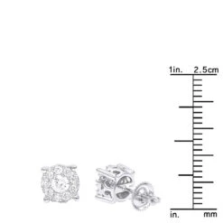 Halo 14K White Gold Cluster Diamond Earrings Studs For Men Or Women 3/4ct 13 Halo 14K White Gold Cluster Diamond Earrings Studs For Men Or Women 3/4ct -Its Hot Jewelry Shop halo 14k gold cluster diamond earrings studs for men or women 34ct rulerwh