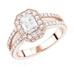 Halo 18K White Gold Round And Emerald Diamond Engagement Ring 2.2ct -Its Hot Jewelry Shop halo 18k gold round and emerald diamond engagement ring 22ct ro