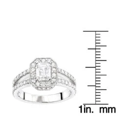 Halo 18K White Gold Round And Emerald Diamond Engagement Ring 2.2ct -Its Hot Jewelry Shop halo 18k gold round and emerald diamond engagement ring 22ct rulerwh