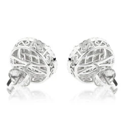 Halo Diamond Cluster Earrings Studs 1.61ct 14K White Gold -Its Hot Jewelry Shop halo diamond cluster earrings 161ct 14k gold backwh