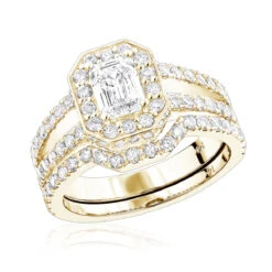 Halo Emerald Diamond Engagement Ring Wedding Band Set 14K White Gold 2.6ct 9 Halo Emerald Diamond Engagement Ring Wedding Band Set 14K White Gold 2.6ct -Its Hot Jewelry Shop halo emerald diamond engagement ring wedding band set in 14k gold 26ct ye