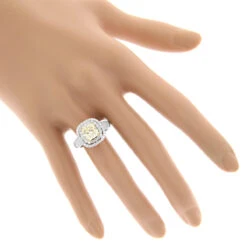 Halo Natural Yellow Cushion Cut Diamond Engagement Ring 4ct 18K White Gold -Its Hot Jewelry Shop halo natural yellow cushion cut diamond engagement ring 4ct 18k white gold bodwh