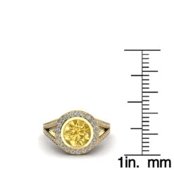 Halo White & Yellow Diamond Engagement Ring By Luxurman 1.35ct 18K Yellow Gold 15 Halo White & Yellow Diamond Engagement Ring By Luxurman 1.35ct 18K Yellow Gold -Its Hot Jewelry Shop halo white yellow diamond engagement ring by luxurman 135ct 18k gold ruler