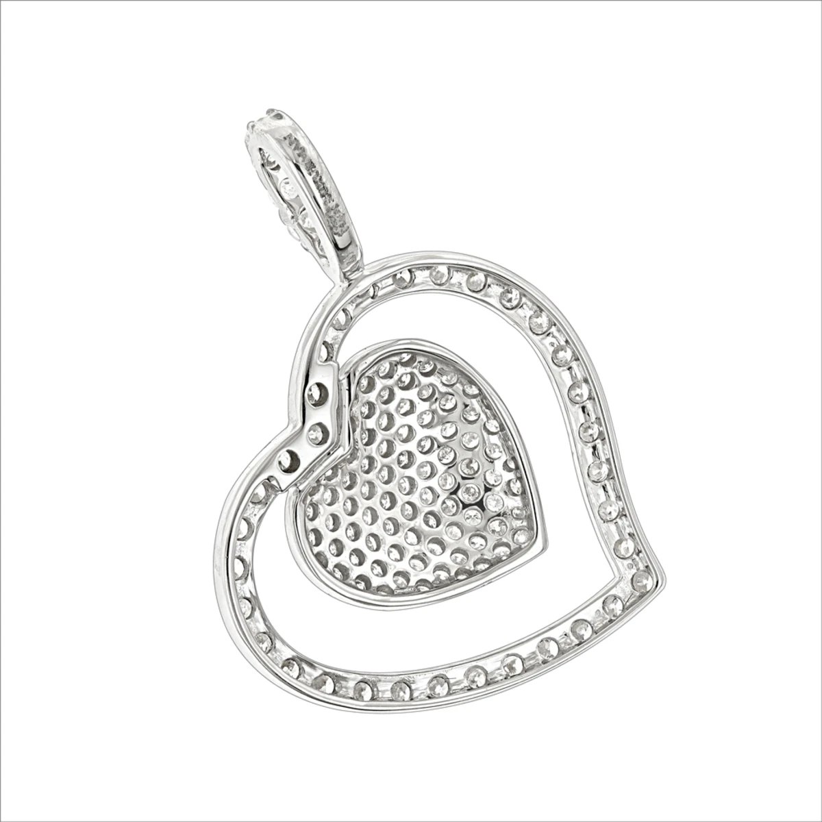 14K White Gold Designer Diamond Heart Pendant 0.9ct 6 14K White Gold Designer Diamond Heart Pendant 0.9ct - Image 4