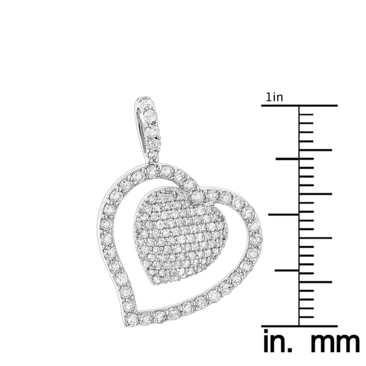 14K White Gold Designer Diamond Heart Pendant 0.9ct 8 14K White Gold Designer Diamond Heart Pendant 0.9ct - Image 6