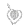 14K White Gold Designer Diamond Heart Pendant 0.9ct