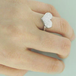 14K White Gold Diamond Heart Ring For Women 0.43ct -Its Hot Jewelry Shop heart rings 14k gold designer diamond heart ring 043ct p 6510bod