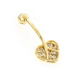 Heart Shaped 14K Yellow Gold Diamond Belly Button Ring 0.66ct -Its Hot Jewelry Shop heart shaped 14k gold diamond belly button ring 066ct p 5865 backye