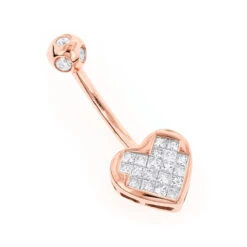 Heart Shaped 14K Yellow Gold Diamond Belly Button Ring 0.66ct -Its Hot Jewelry Shop heart shaped 14k gold diamond belly button ring 066ct p 5865 ro