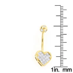 Heart Shaped 14K Yellow Gold Diamond Belly Button Ring 0.66ct -Its Hot Jewelry Shop heart shaped 14k gold diamond belly button ring 066ct p 5865 rulerye