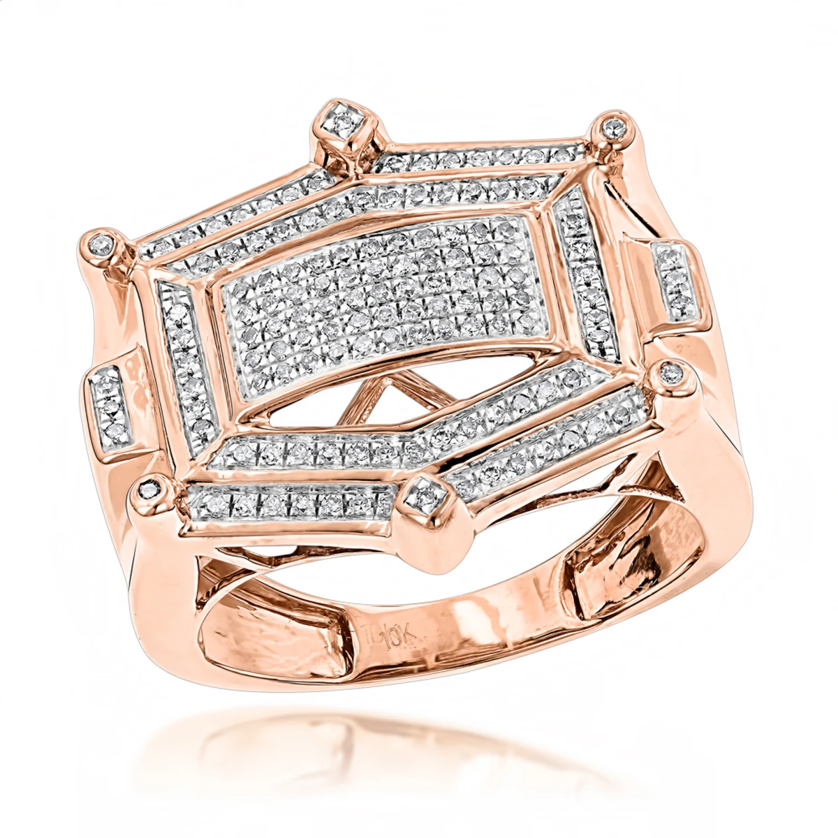 Hip Hop Diamond Ring For Men 10K Yellow Gold 0.35ct. 5 Hip Hop Diamond Ring For Men 10K Yellow Gold 0.35ct. - Image 3