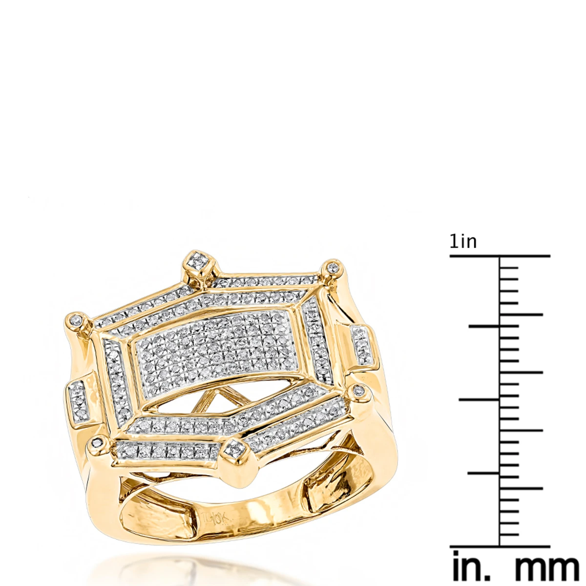 Hip Hop Diamond Ring For Men 10K Yellow Gold 0.35ct. 8 Hip Hop Diamond Ring For Men 10K Yellow Gold 0.35ct. - Image 6