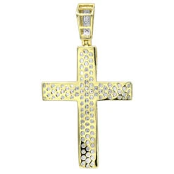 Hip Hop 10K Yellow Gold Large Diamond Double Cross Pendant For Men 0.4ct -Its Hot Jewelry Shop hip hop jewelry 10k gold large diamond double cross pendant for men 0 4ct backye