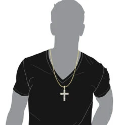 Hip Hop 10K Yellow Gold Large Diamond Double Cross Pendant For Men 0.4ct -Its Hot Jewelry Shop hip hop jewelry 10k gold large diamond double cross pendant for men 0 4ct bodye