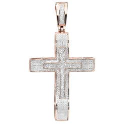 Hip Hop 10K Yellow Gold Large Diamond Double Cross Pendant For Men 0.4ct -Its Hot Jewelry Shop hip hop jewelry 10k gold large diamond double cross pendant for men 0 4ct ro