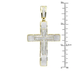Hip Hop 10K Yellow Gold Large Diamond Double Cross Pendant For Men 0.4ct -Its Hot Jewelry Shop hip hop jewelry 10k gold large diamond double cross pendant for men 0 4ct rulerye