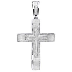 Hip Hop 10K Yellow Gold Large Diamond Double Cross Pendant For Men 0.4ct -Its Hot Jewelry Shop hip hop jewelry 10k gold large diamond double cross pendant for men 0 4ct wh