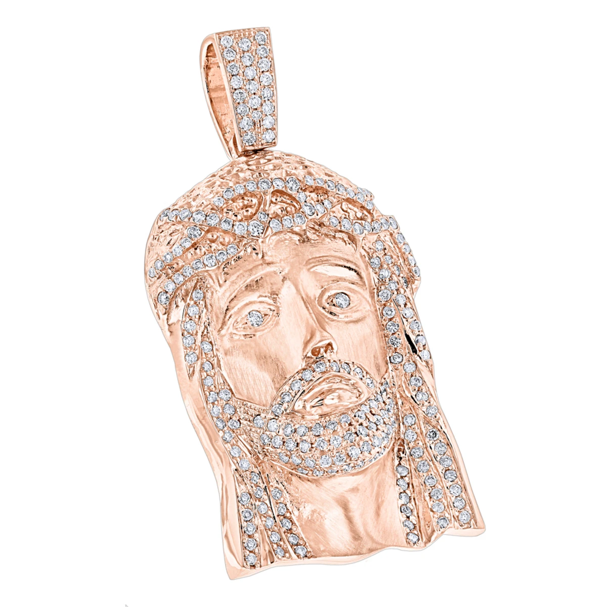 Hip Hop 14K Yellow Gold Round Diamond Jesus Head Pendant 3.5ct By Luxurman 5 Hip Hop 14K Yellow Gold Round Diamond Jesus Head Pendant 3.5ct By Luxurman - Image 3