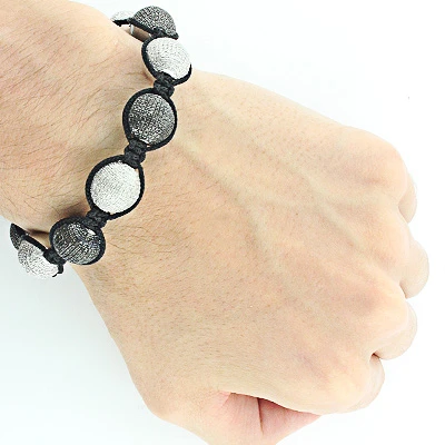 Hip Hop Beaded Disco Ball Bracelet W White Black Diamonds 5ct 4 Hip Hop Beaded Disco Ball Bracelet W White Black Diamonds 5ct - Image 2