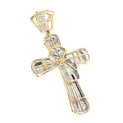 Hip Hop Large 10K Yellow Gold Men's Diamond Cross Necklace Pendant 1 Carat -Its Hot Jewelry Shop hip hop jewelry large 10k gold mens diamond cross necklace pendant 133ct backye