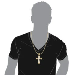 Hip Hop Large 10K Yellow Gold Men's Diamond Cross Necklace Pendant 1 Carat -Its Hot Jewelry Shop hip hop jewelry large 10k gold mens diamond cross necklace pendant 133ct bodye