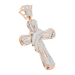 Hip Hop Large 10K Yellow Gold Men's Diamond Cross Necklace Pendant 1 Carat -Its Hot Jewelry Shop hip hop jewelry large 10k gold mens diamond cross necklace pendant 133ct ro