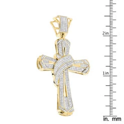 Hip Hop Large 10K Yellow Gold Men's Diamond Cross Necklace Pendant 1 Carat -Its Hot Jewelry Shop hip hop jewelry large 10k gold mens diamond cross necklace pendant 133ct rulerye