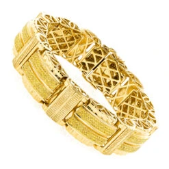 Hip Hop Men's Yellow Diamond Bracelet In Sterling Silver & Gold Plated