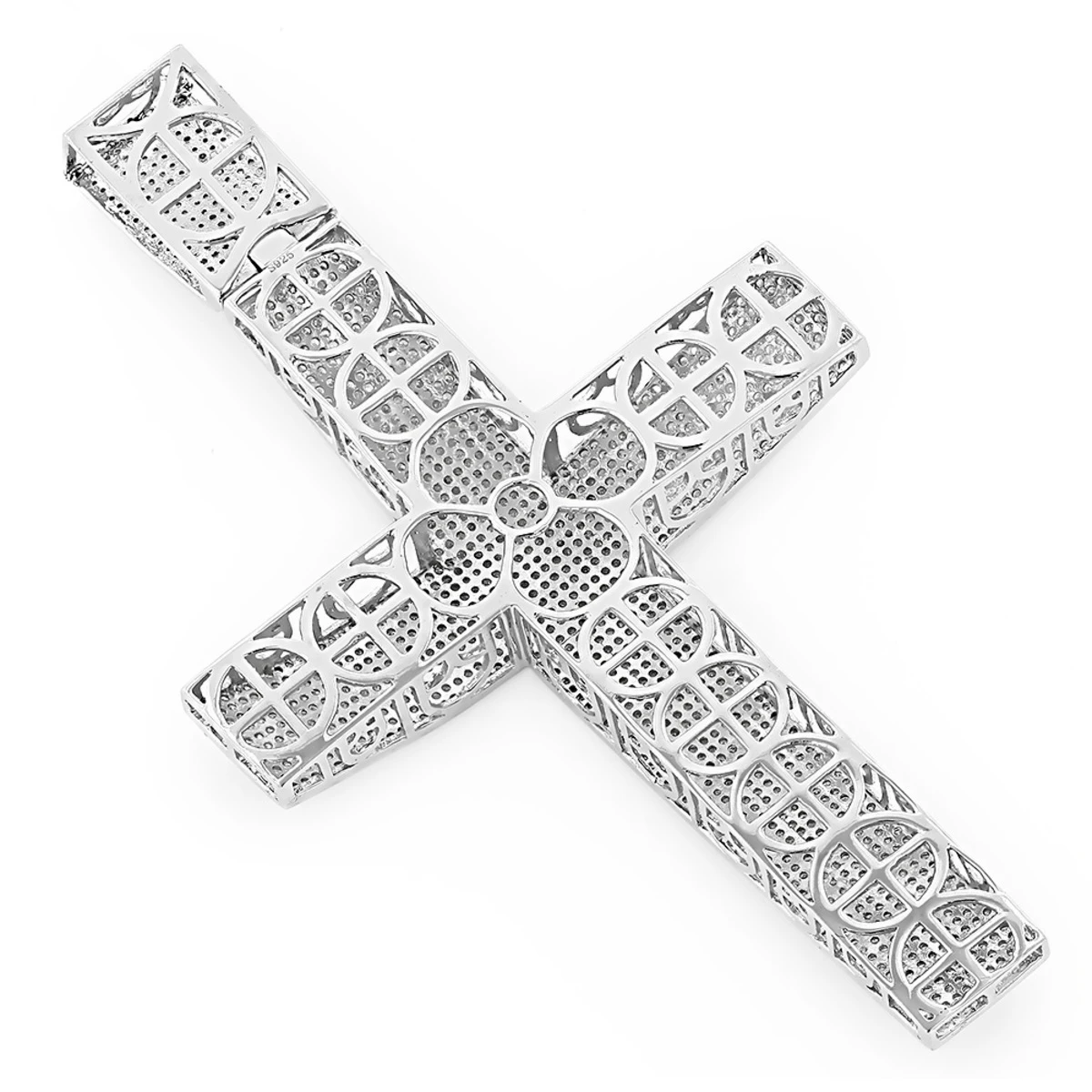 Hip Hop Silver Diamond Cross Pendant For Men 6.94ct Large 4 Hip Hop Silver Diamond Cross Pendant For Men 6.94ct Large - Image 2