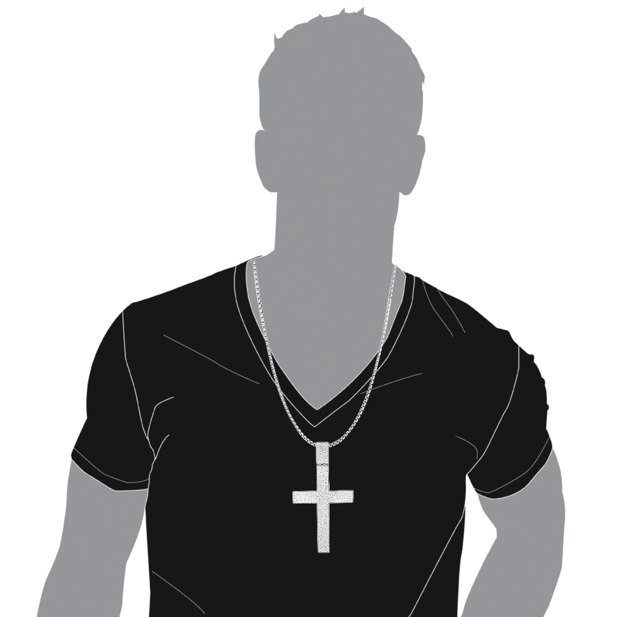 Hip Hop Silver Diamond Cross Pendant For Men 6.94ct Large 5 Hip Hop Silver Diamond Cross Pendant For Men 6.94ct Large - Image 3