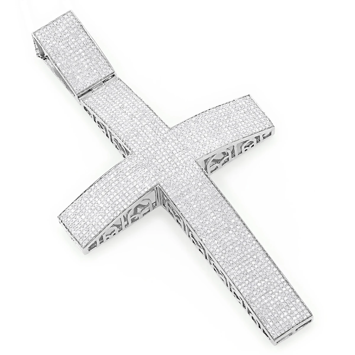 Hip Hop Silver Diamond Cross Pendant For Men 6.94ct Large 3 Hip Hop Silver Diamond Cross Pendant For Men 6.94ct Large