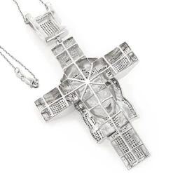 Hip Hop Sterling Silver Diamond Jesus Face Cross Pendant 1.54ct -Its Hot Jewelry Shop hip hop jewelry sterling silver diamond jesus face cross pendant 154ct backwh