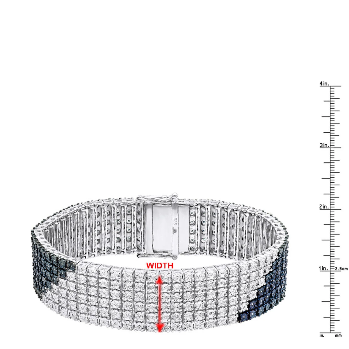 Hip Hop White Blue Diamond Bracelet For Men 1.23ct Silver 6 Hip Hop White Blue Diamond Bracelet For Men 1.23ct Silver - Image 4