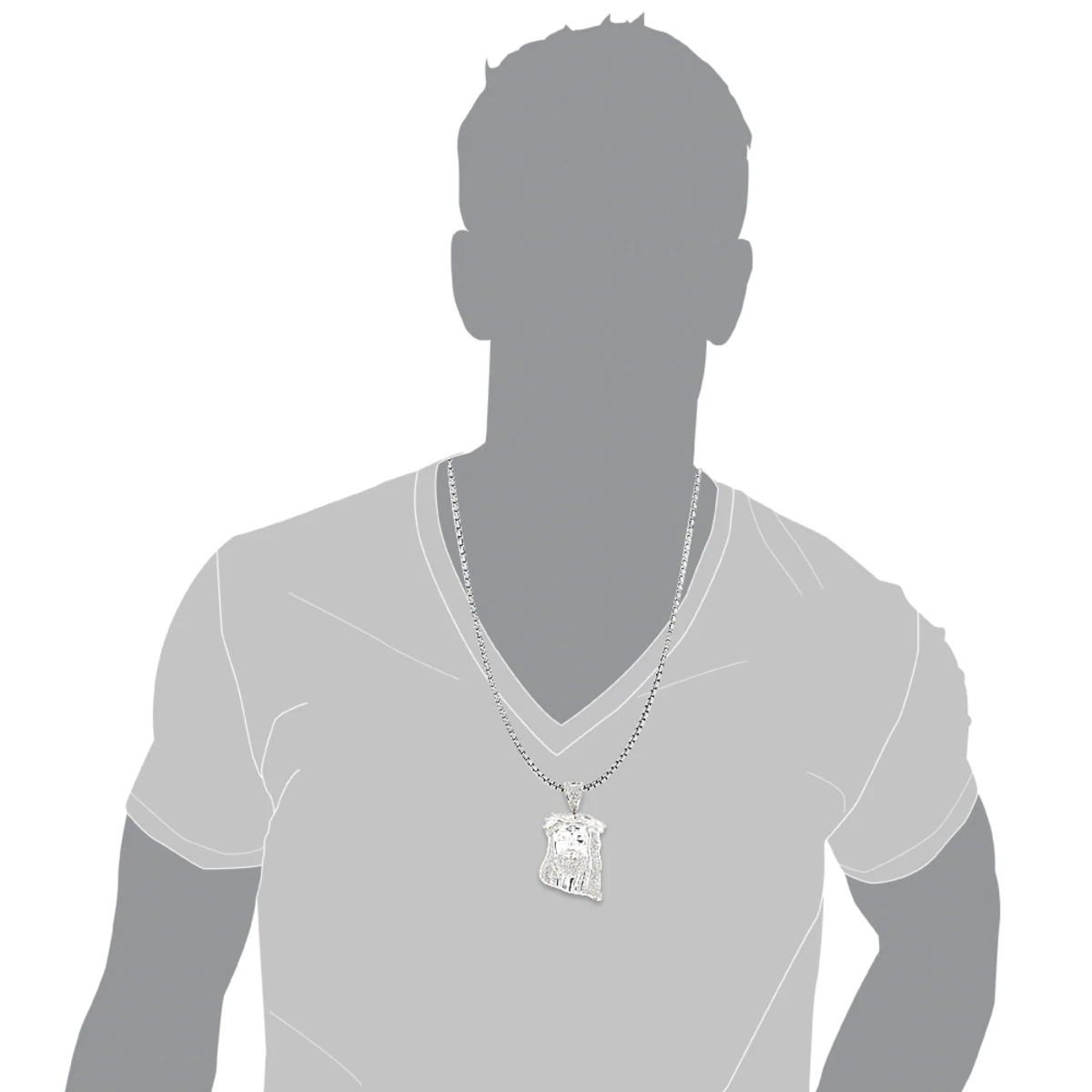 Hip Hop 10K White Gold Diamond Jesus Face Pendant 1.25ct 7 Hip Hop 10K White Gold Diamond Jesus Face Pendant 1.25ct - Image 5