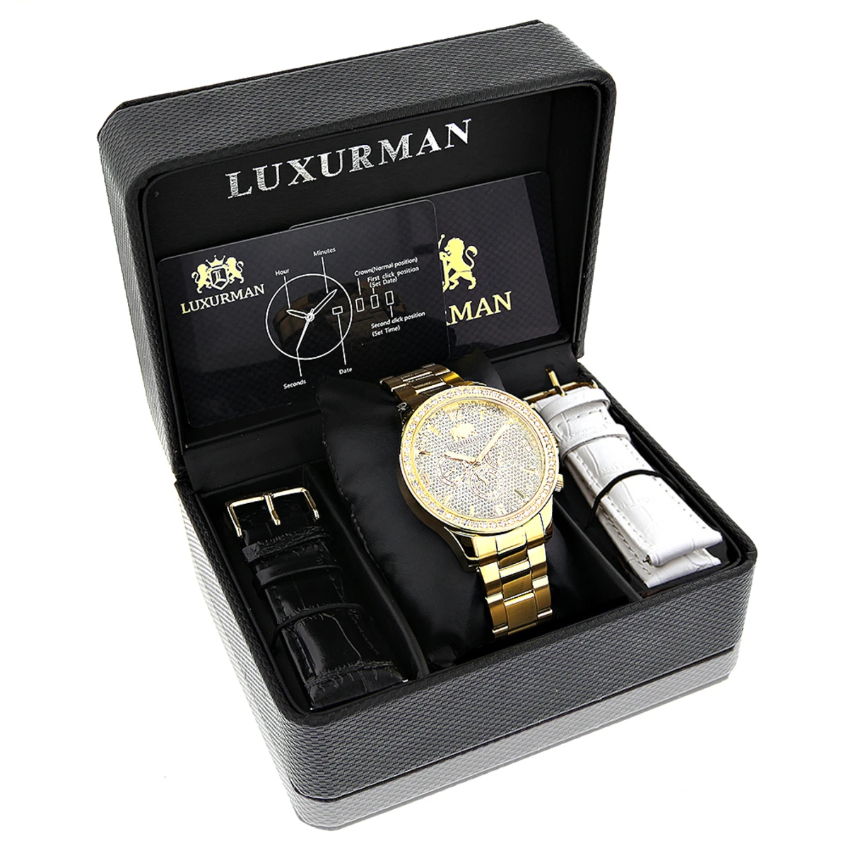 His And Hers Yellow Gold Plated Luxurman Diamond Watch Set 3.5ct 6 His And Hers Yellow Gold Plated Luxurman Diamond Watch Set 3.5ct - Image 4