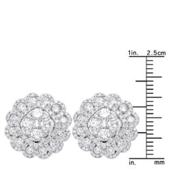 Huge 3 Carat Designer Diamond Stud Earrings For Women Cluster Flower Design -Its Hot Jewelry Shop huge 3 carat designer diamond stud earrings for women cluster flower design rulerwh