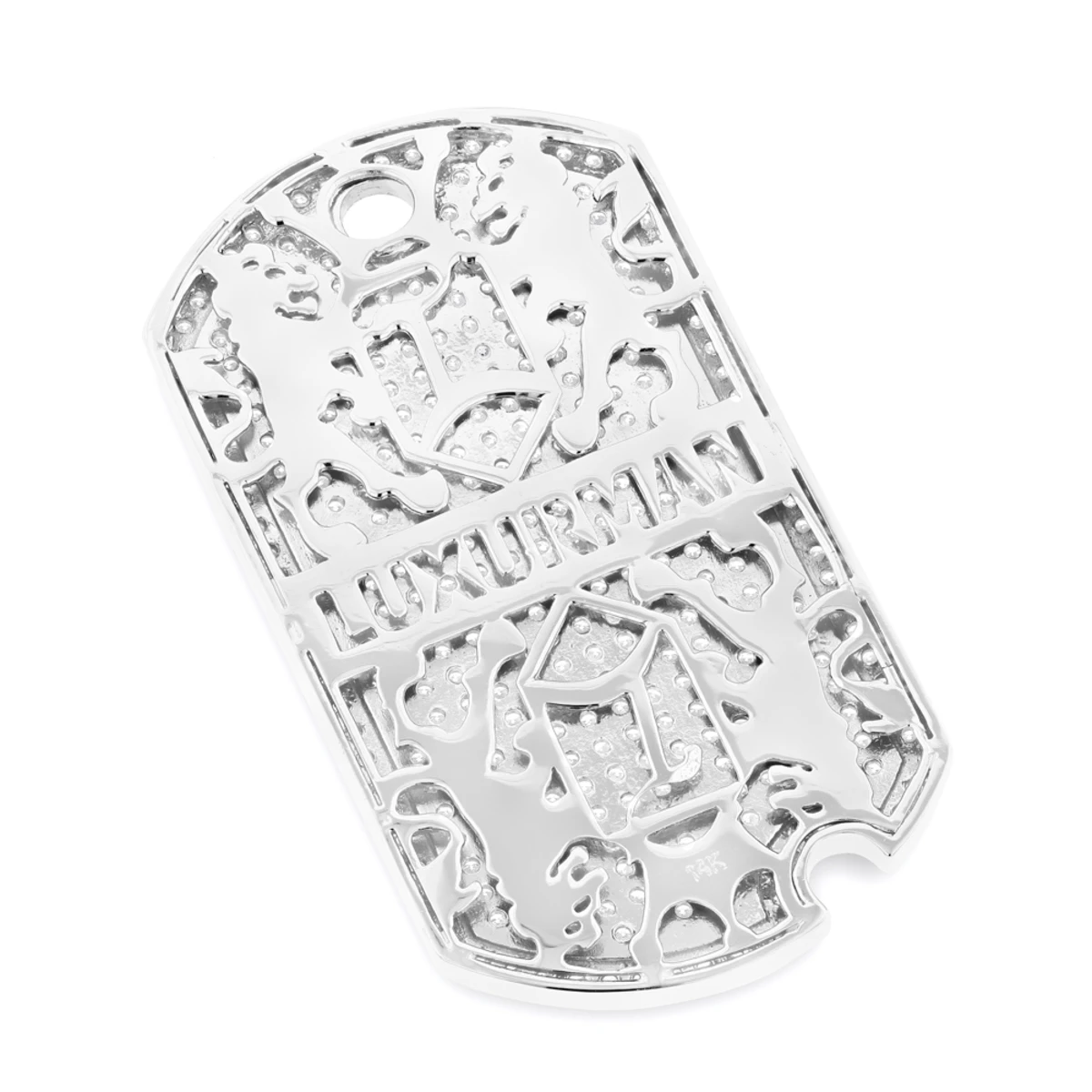 Iced Out 14K White Gold Designer Diamond Dog Tag Pendant 5ct 6 Iced Out 14K White Gold Designer Diamond Dog Tag Pendant 5ct - Image 4