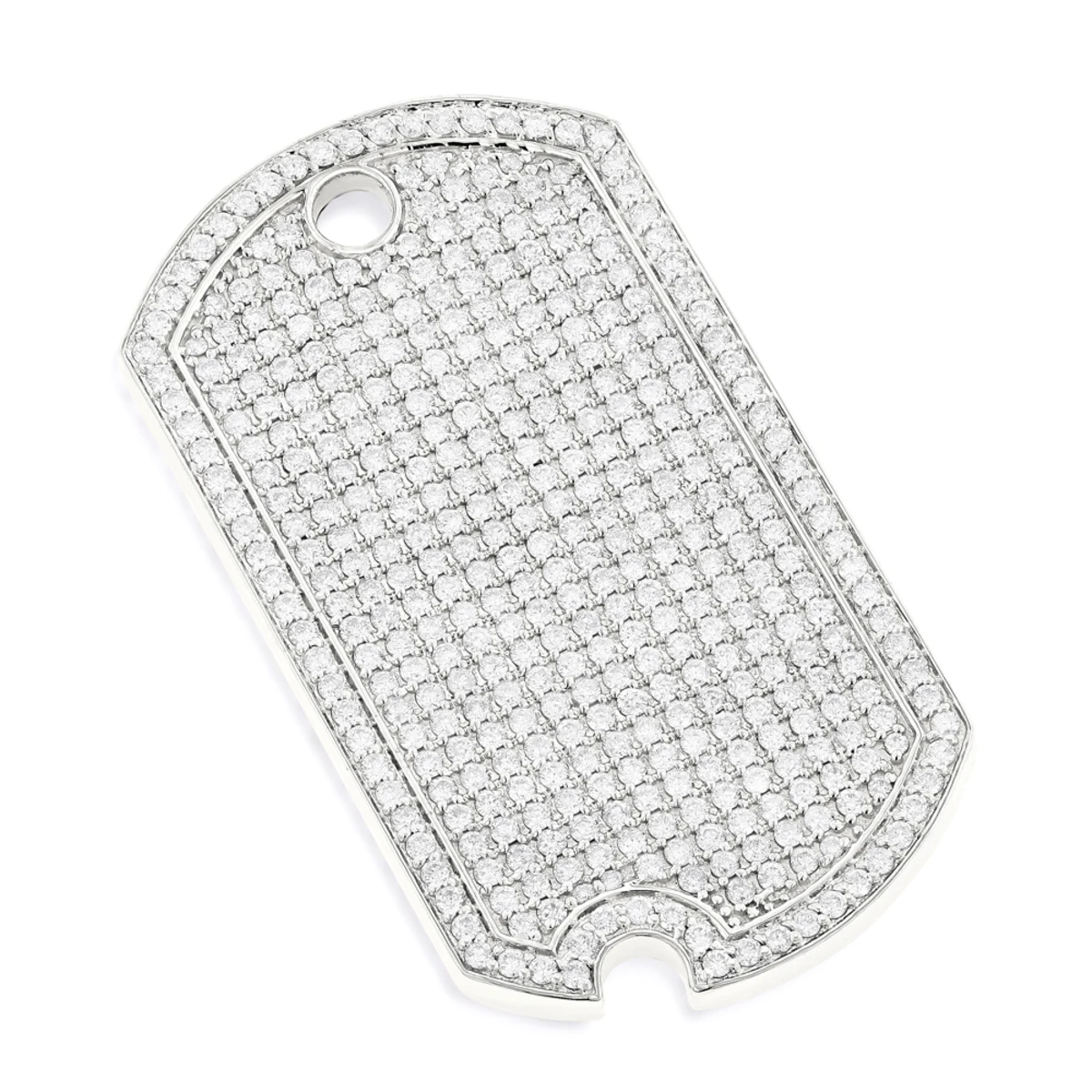Iced Out 14K White Gold Designer Diamond Dog Tag Pendant 5ct 3 Iced Out 14K White Gold Designer Diamond Dog Tag Pendant 5ct